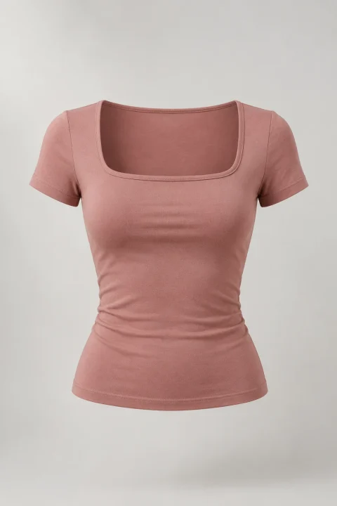 Soft Square Neck Top in Rose