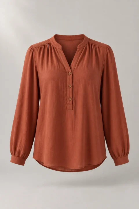 Soft Drape Blouse in Terracotta