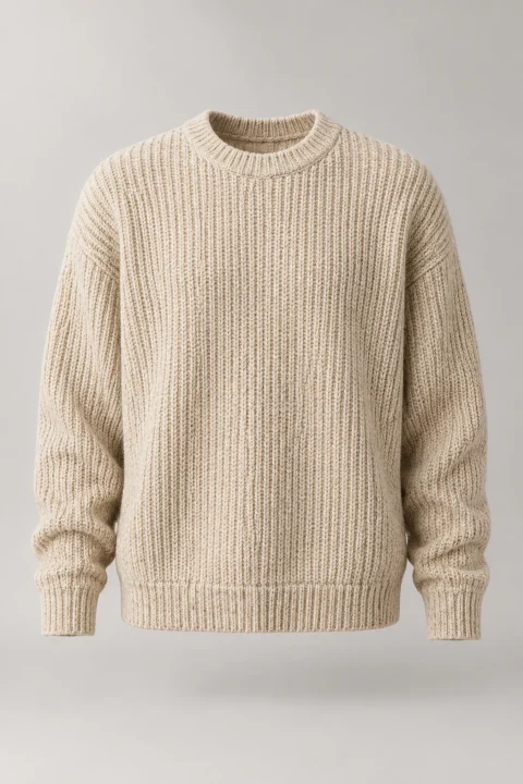 Textured Crew Sweater in Oat