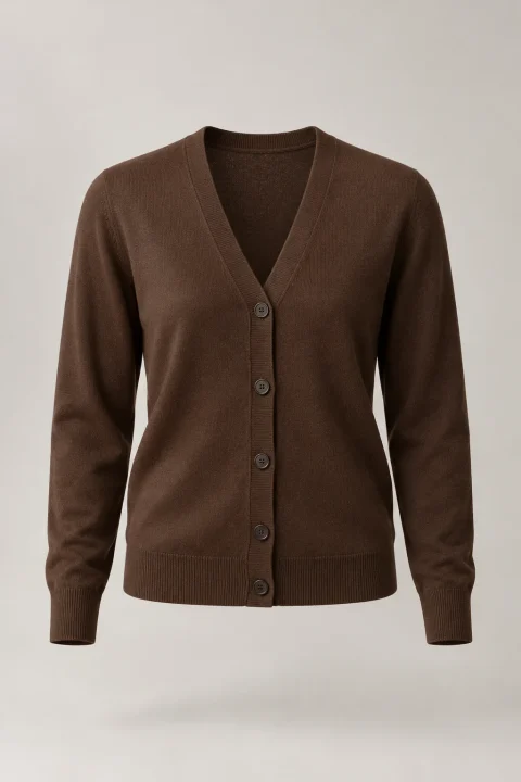 Fine Knit Cardigan in Cocoa