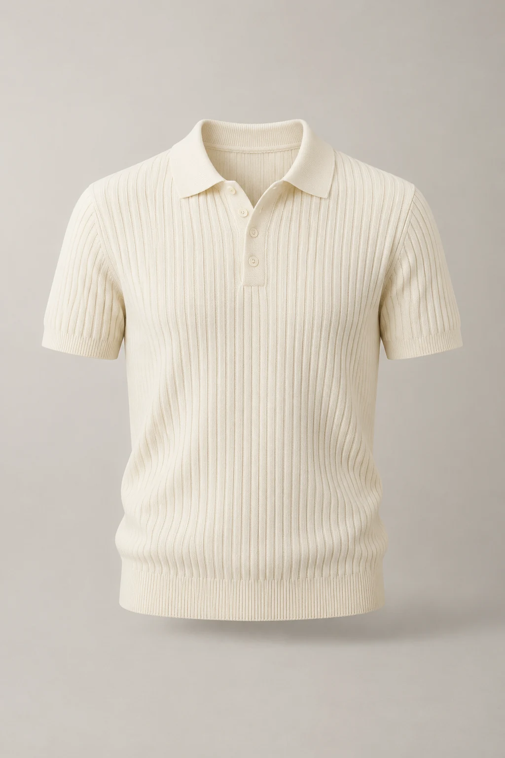Rib Knit Polo in Ivory