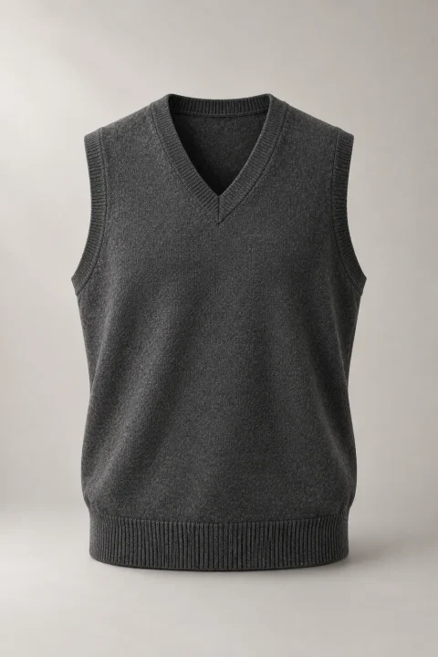Sleeveless Knit Vest in Charcoal
