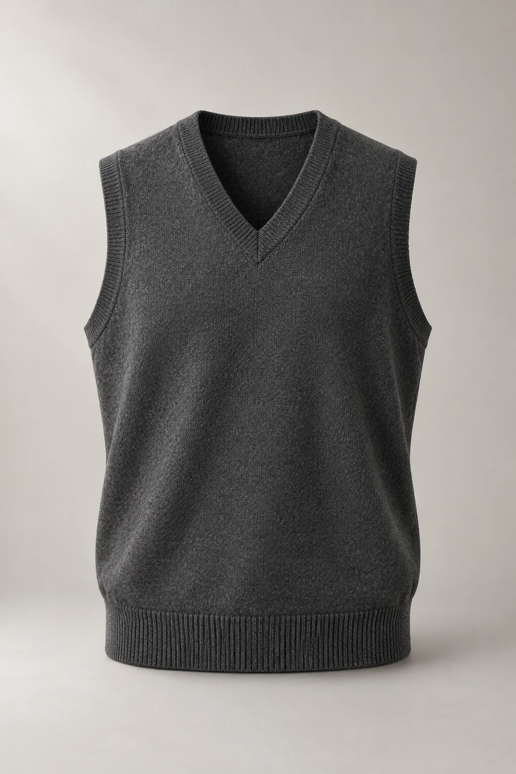 Sleeveless Knit Vest in Charcoal