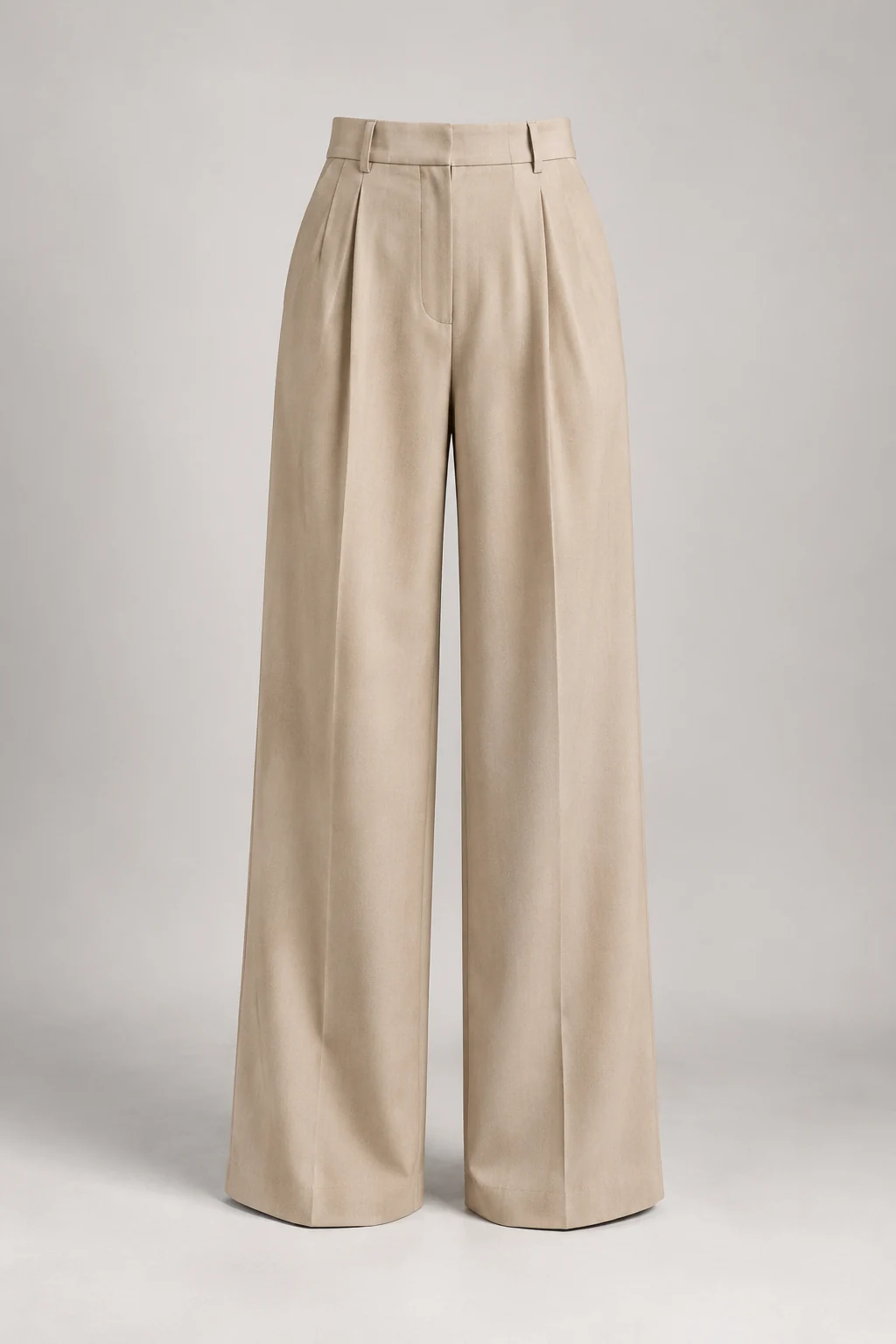 Pleated Wide Leg Trousers in Sand
