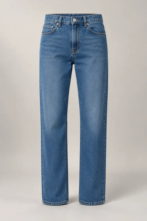 Straight Leg Denim in Mid Blue