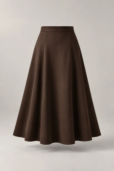 Fluid Midi Skirt in Cocoa