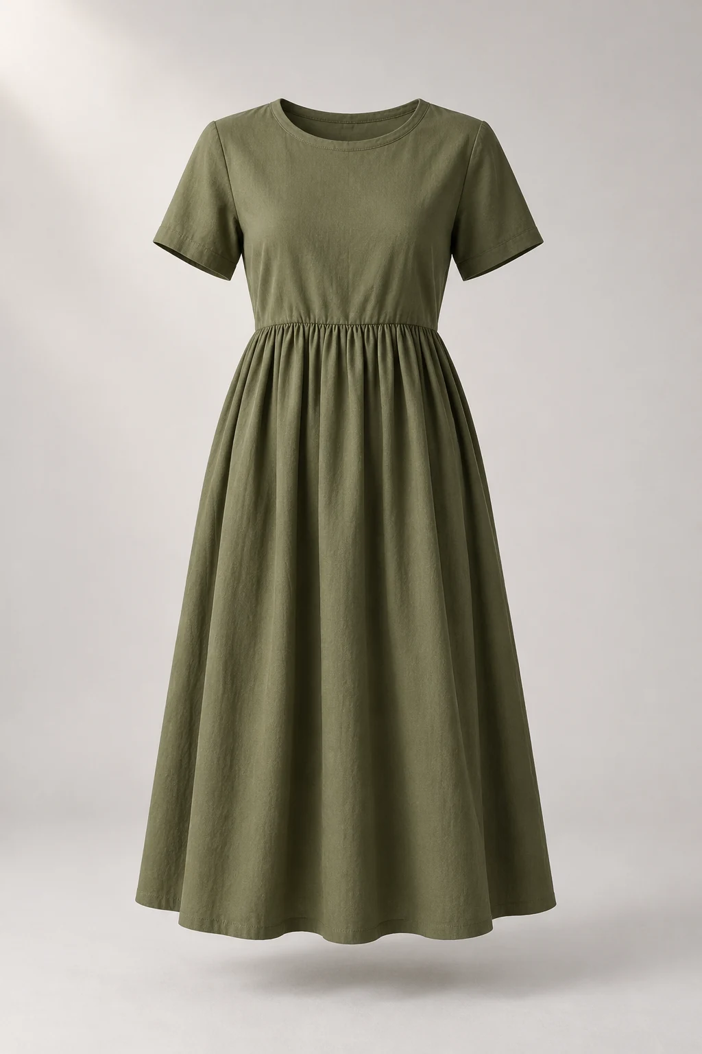 Gathered Waist Dress in Olive